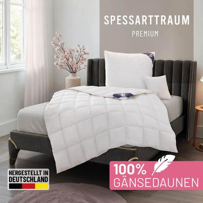 Gänsedaunenbettdecke SPESSARTTRAUM "Premium****, hergestellt in Deutschland, Bettdecken für Sommer, Winter", weiß, B:155cm L:220cm, Bezug: 100% Baumwolle. Füllung: 100% Gänsedaunen, Bettdecken, 4 Wärmeklassen & 5 Größen, Bestseller