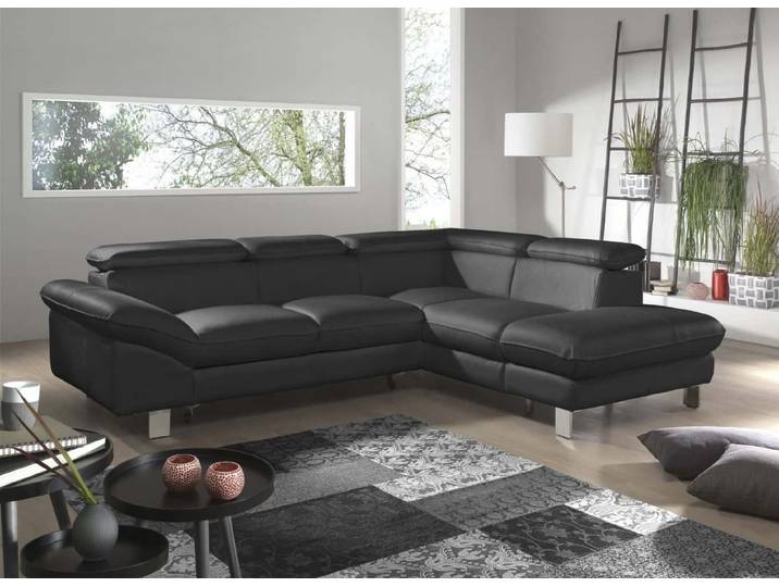 COTTA Ecksofa Driver Echtleder Pampas Madras, Bettkasten, Schlaffunktion, Verstellbare Kopflehnen