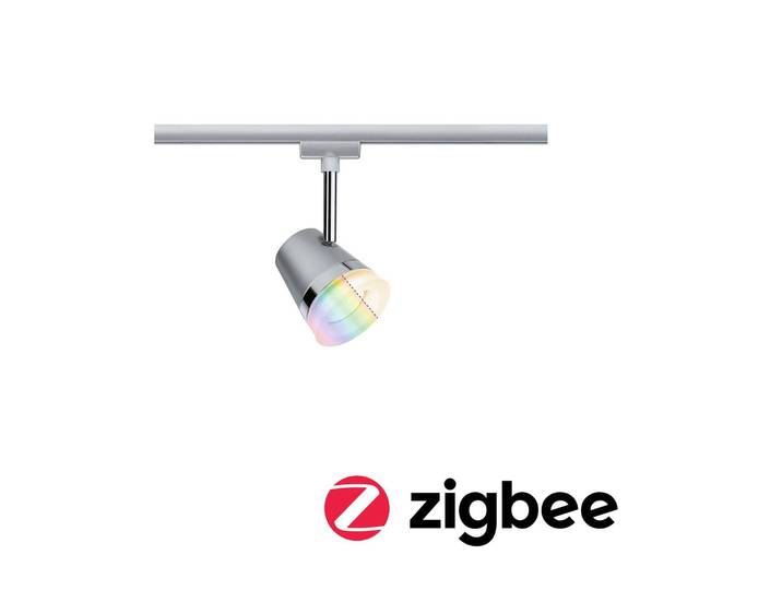 Paulmann URail Cone Spot RGBW chrom matt ZigBee Cone, dimmbar, alu / grau / zink, für Flurbereich, Metall, Modern