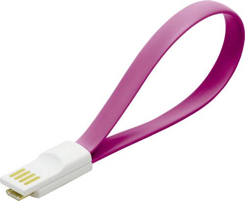 LogiLink USB-Kabel USB 2.0 USB-A Stecker, USB-Micro-B Stecker 0.22m Pink Magnet an den Kabelenden CU0087