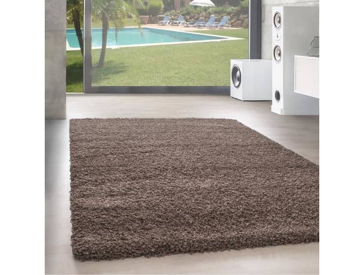 Tapis Shaggy Uni - Oeko Tex - Marron clair - 160x230 cm