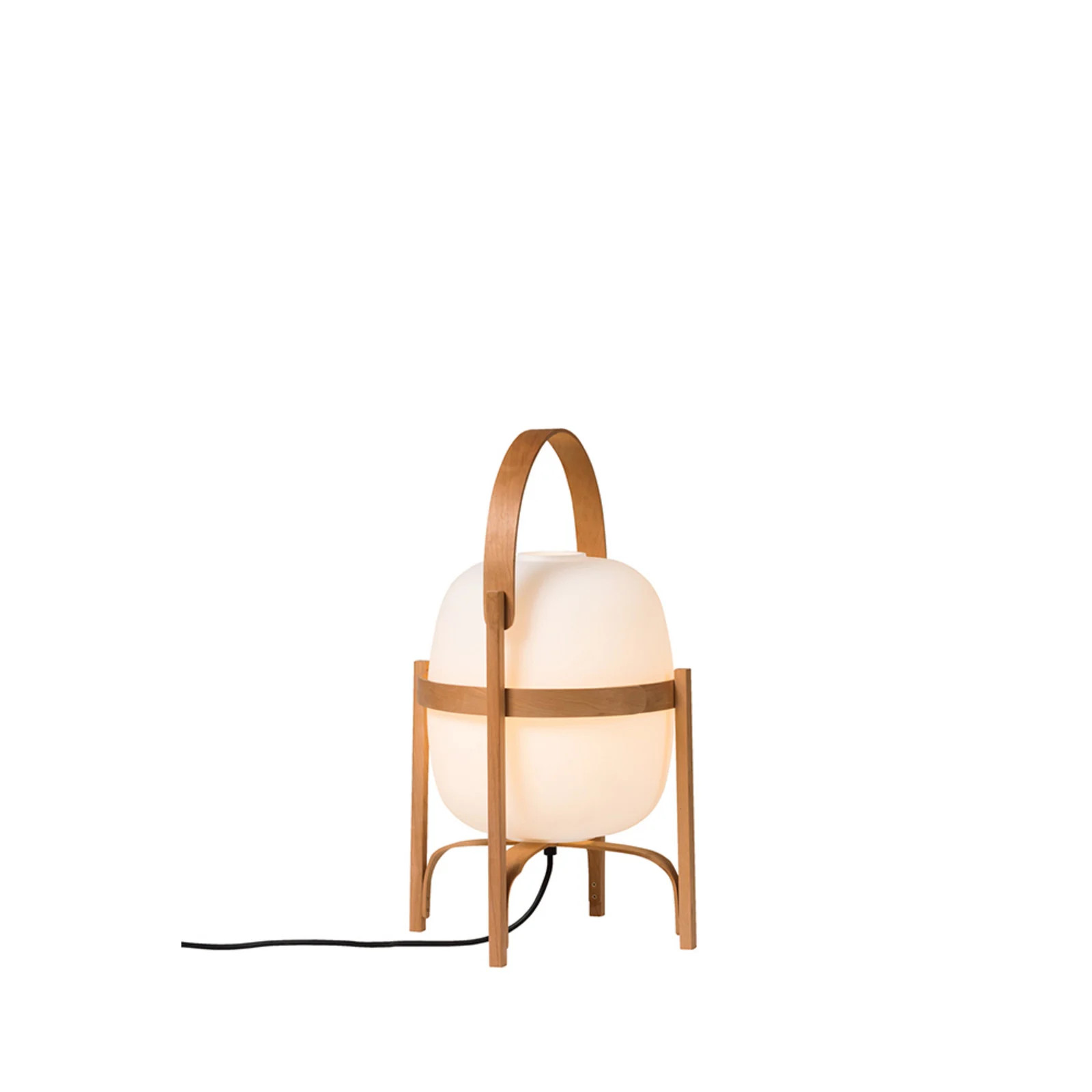 Santa & Cole Cesta tafellamp Wood/White Opal Glass