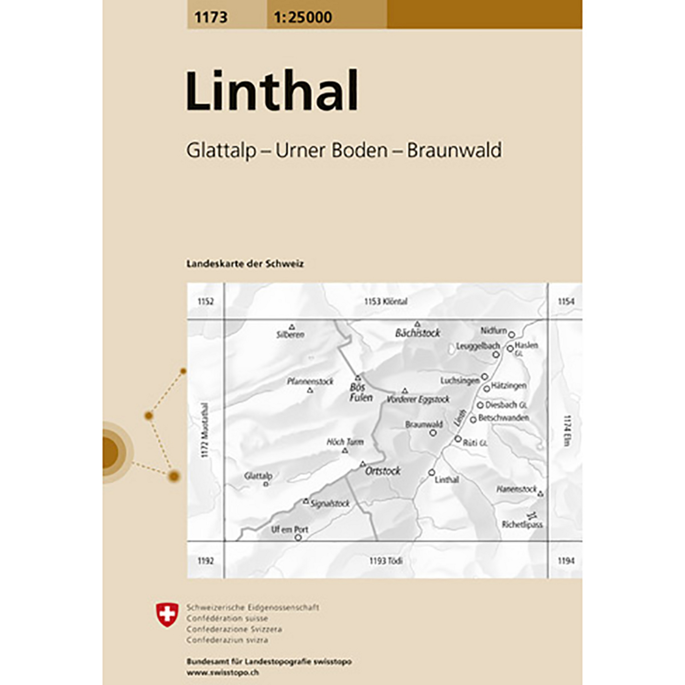 Swisstopo Linthal 1173 Landeskarte 1:25 000 Topografische Karten