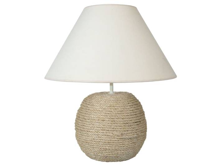 Lampe de table sisal beige abat-jour tissu écru
