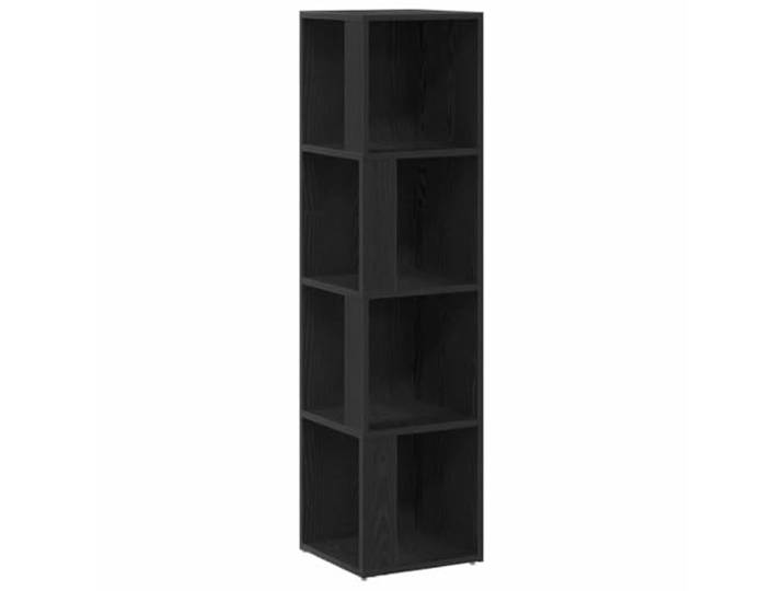 KUPTYERFG Eckregal Schwarz Eichen-Optik 33x33x132 cm Holzwerkstoff Platzsparendes Standregal fuer Wohnzimmer und Schlafzimmer mit 4 Ebenefaechern aus robuster Holzwerkstoffplatte.