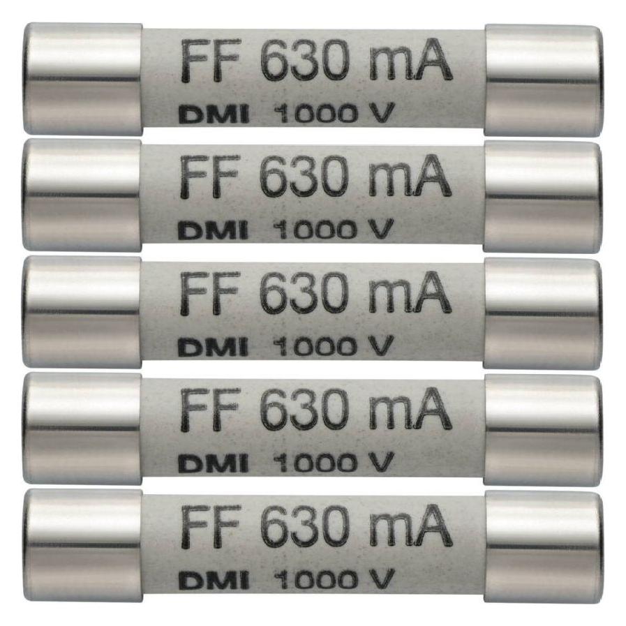 Testo Sicherung Multimetersicherung 5er Set tzsicherungen 630mA/1000V (0.63 A) (0590 0006)