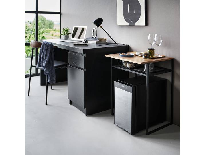 Table d'appoint Tower 53 x 67 x 45cm Noir/Noyer/Noir