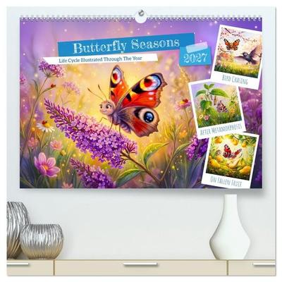 Butterfly Seasons - Life Cycle Illustrated Through The Year (High Quality Premium Wall Calendar 2027 DIN A2 landscape),CALVENDO 12 Month Wall Calendar