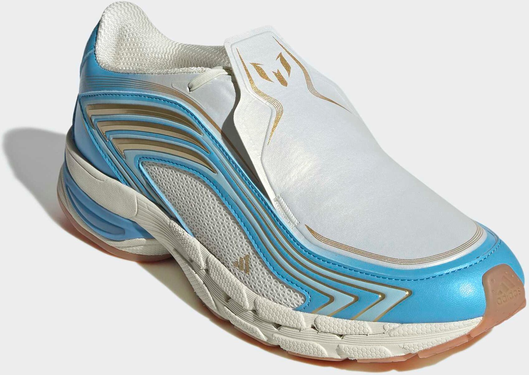 Sneaker ADIDAS PERFORMANCE "ADISTAR MESSI", Gr. 47, blau (ivory, semi blau burst, icey blau), Synthetik, Schuhe Sneaker ivory, semi blau burst, icey blau 47