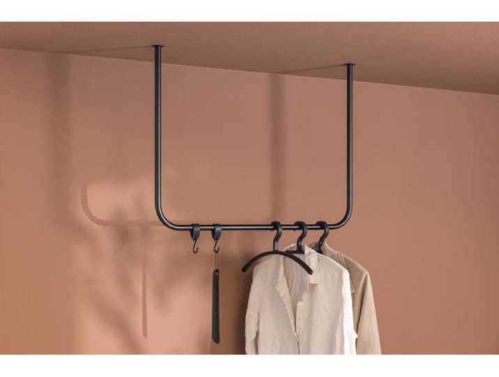 Garderobe-Kleiderstange Enio – Abgerundetes Design mit Deckenmontage - Schwarz - Luxusbetten24