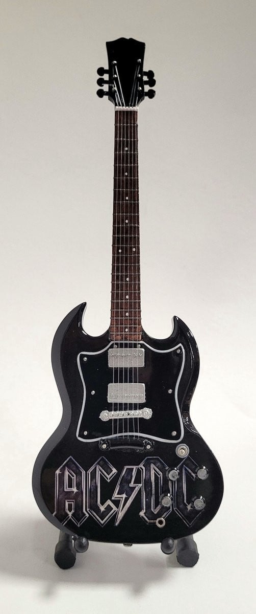 Mini Gitaar AC/DC Black Text - 25 cm - Miniatuur Instrument Decoratie