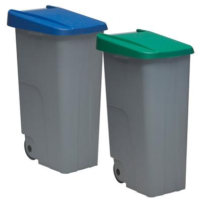 WellHome - Set geschlossener Behälter 110L Blau und Grün 88cm