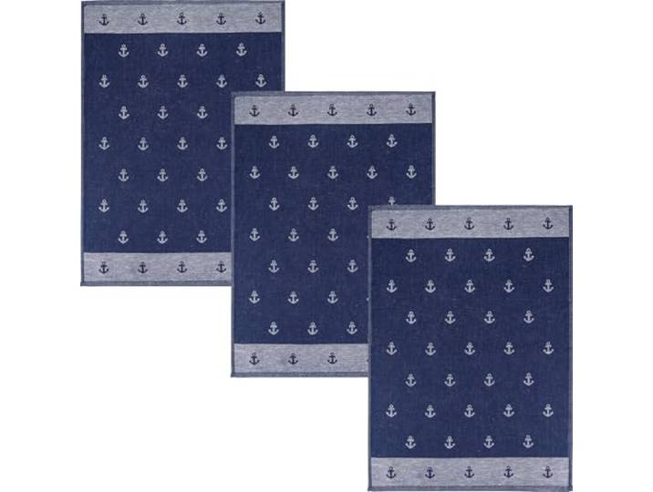 Kracht Geschirrtuch Anker 3er-Pack Halbleinen dunkelblau Größe 50x70 cm