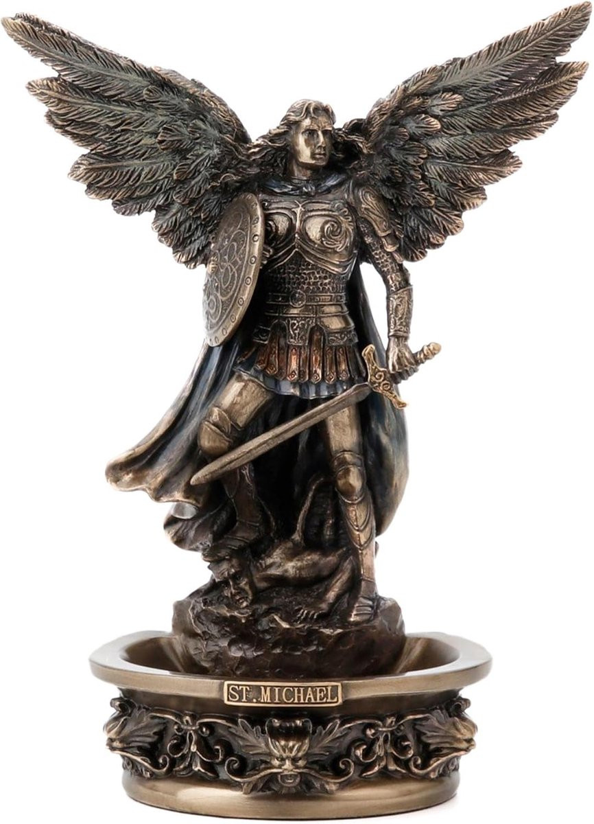 Engel Beeld Aartsengel Standbeeld Bronskleurig Patina Hoogte: 19 cm