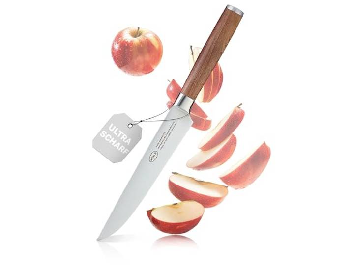 RÖSLE Fleischmesser Masterclass 18 cm - Hochwertiges und scharfes Küchenmesser zum Schneiden von Fleisch, Tranchieren von Braten, ein scharfes Schneidemesser mit ergonomischem Griff aus Walnussholz