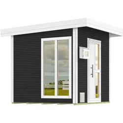 Weka Blockbohlen Saunahaus Kuopio - 45 mm Blockbohlenanthrazit Inkl. bodentiefem Fenster Ohne Ofen