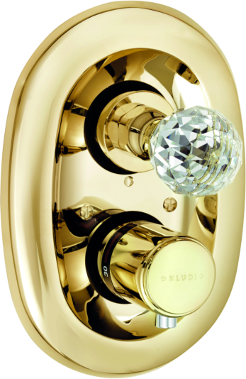Kludi 1926 Fertigmontageset 5172045G4 Unterputz-Thermostat, Kristallgriff, Absperrventil, vergoldet 23 kt