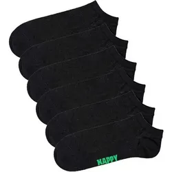 HAPPY SOCKS Happy Socks Unisex Sneaker-Socken, 6er Pack - Solid Socks Low, Baumwollmischung, einfarbig, Größe 36-40 in Schwarz Schwarz