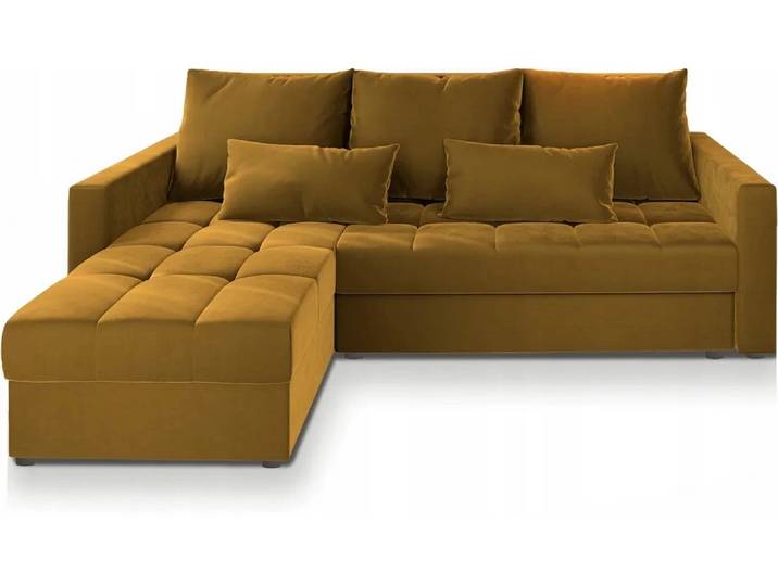 ANGEBOT Senfgelbes ausziehbares Ecksofa ZENOVA 220x140 cm, beidseitig II. Qualität