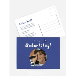 Geburtstagseinladung selbst gestalten mit Spruch und Fotos im Onlinedesigner bei Meine-Kartenmanufaktur.de