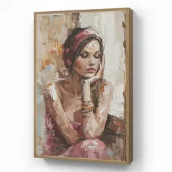 WANDLEUCHTE MIT AKKU Frau - Lackierung - Porträt - Modern Dimmbar 60x90 cm Wandlampe