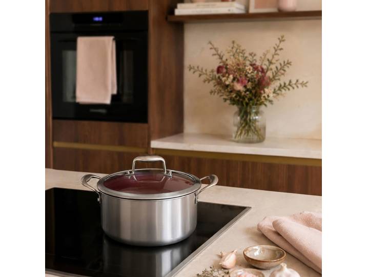 Faitout 24cm en acier inoxydable lie de vin