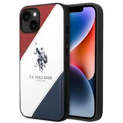 US Polo Assn Tricolor Embossed - Hülle für iPhone 14 Plus (Weiß)