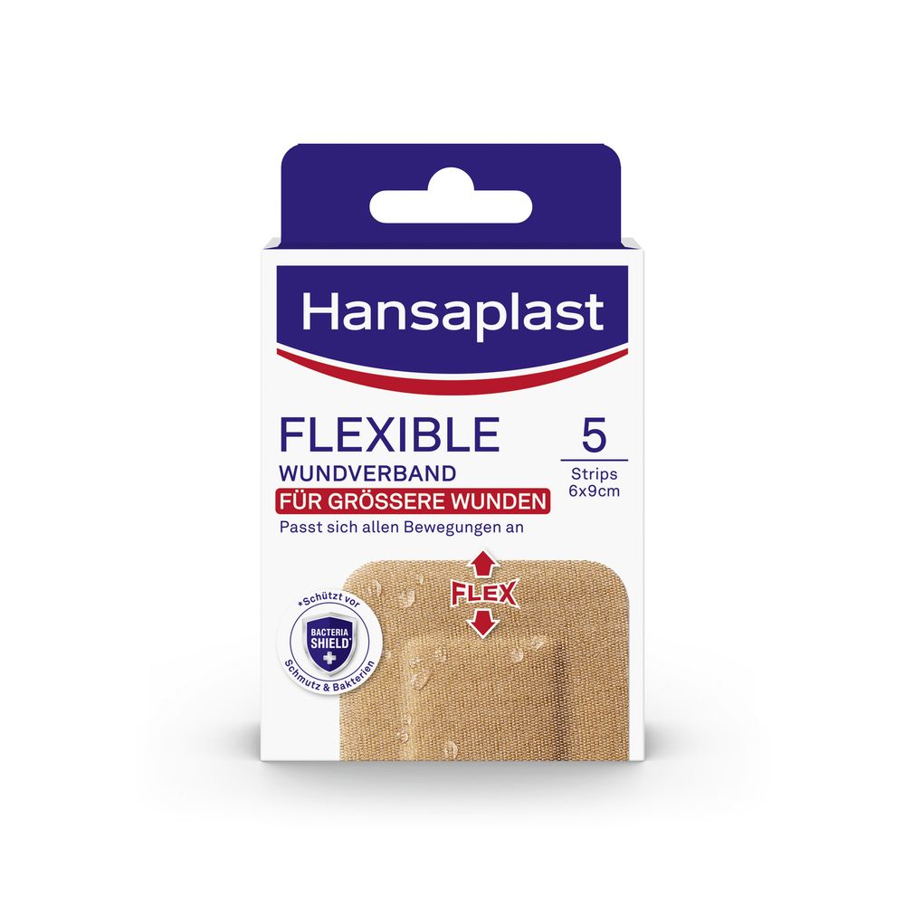 Hansaplast Flexible Wundverband 6x9,5 cm Strips 5 St Pflaster