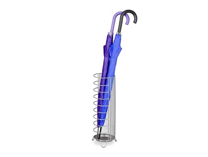 Relaxdays Porte-parapluie\, H x D : env. 44 x 16 cm\, métal\, rangement rond pour ombrelles\, design moderne\, argenté