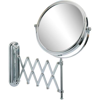 Wandspiegel WENKO "Deluxe Teleskop", grau (chromfarben), B:23cm H:38cm T:50cm, Stahl, Spiegel, Wandspiegel, 5-fach Vergrößerung