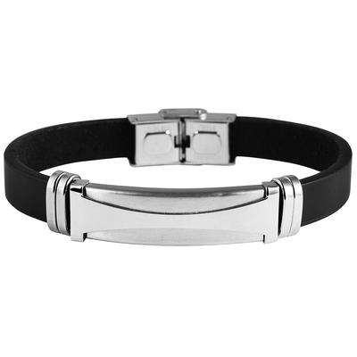 Armband ADELIA´S "Armband aus Kautschuk 21 cm", schwarz (silber), Armbänder, Damen, 21cm, Kautschuk, Armband, Ein Geschenk, das Freude macht