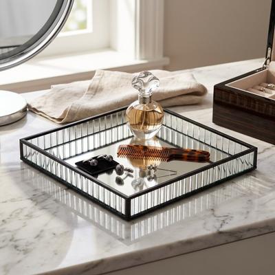 Cheungs Veldra Black Square Fluted Glass Tray