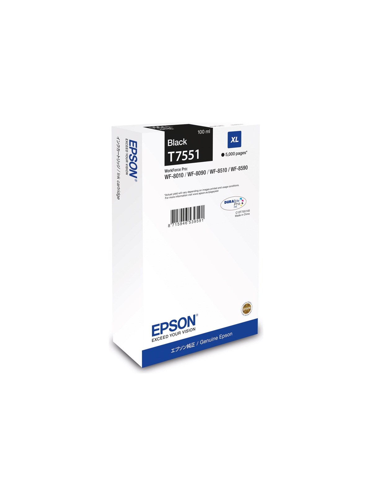 Epson T7551 - XL size - black - original - ink cartridge