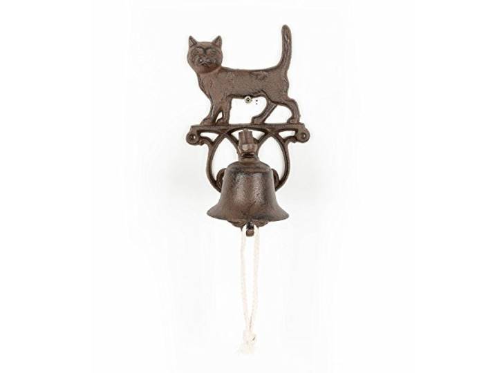 HOMESCAPES gietijzeren hangende deurbel met kattendecoratie en muurbeugel traditionele stijl rustieke deurbel