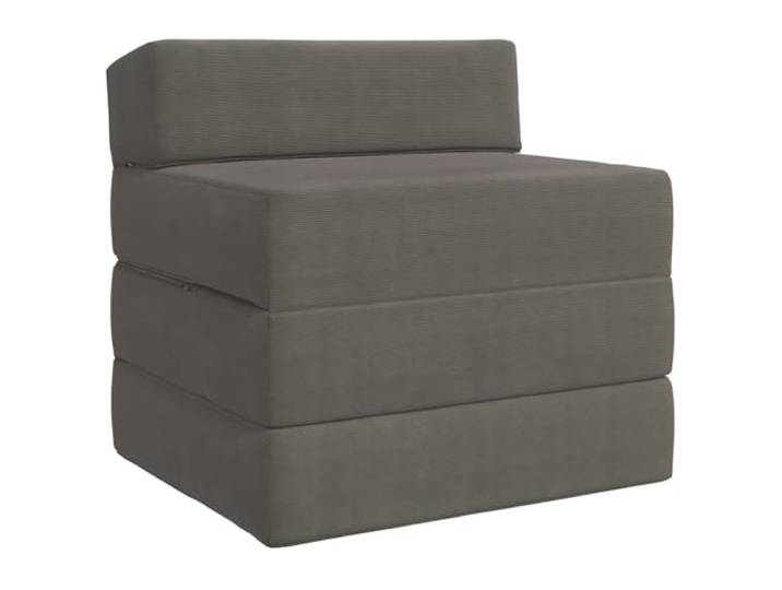 Coespram Klappsofa Bett Hellgrau 200x70x15 cm Faltbare Schlafmatratze Platzsparende 2-in-1 Bodenmatratze aus weichem Cordstoff mit Schaumstofffüllung für Gästezimmer und Wohnzimmer.