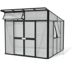 Vitavia Gewächshaus Aura 7800 inkl. 4 Fenstern - 7,8 m2 10 mm Hohlkammerplatten schwarz