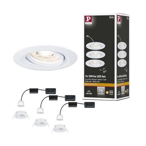 Paulmann Nova Mini Plus LED-inbouwset van 3 stuks, wit, dimbaar, warm wit, rond
