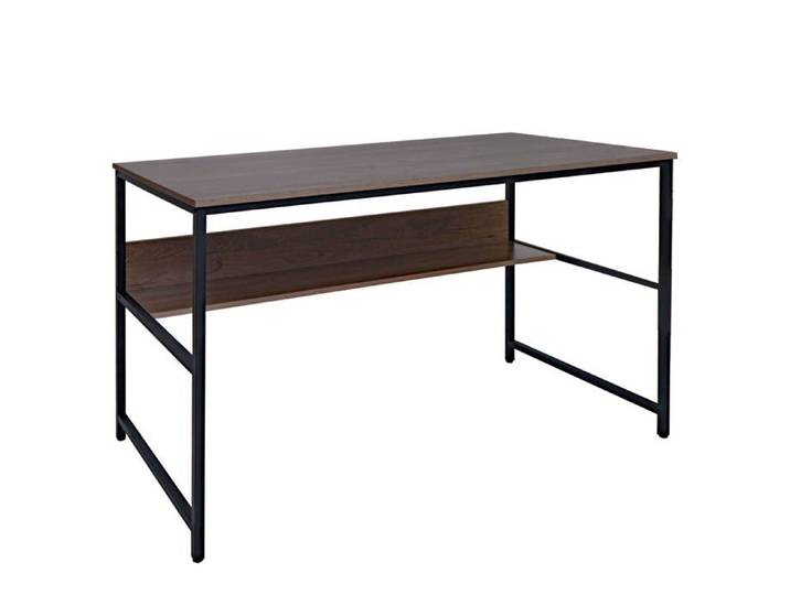 Bureau table d ordinateur espace de rangement sous le plateau de table 120x60 cm en MDF gris marron et metal 04_0006061