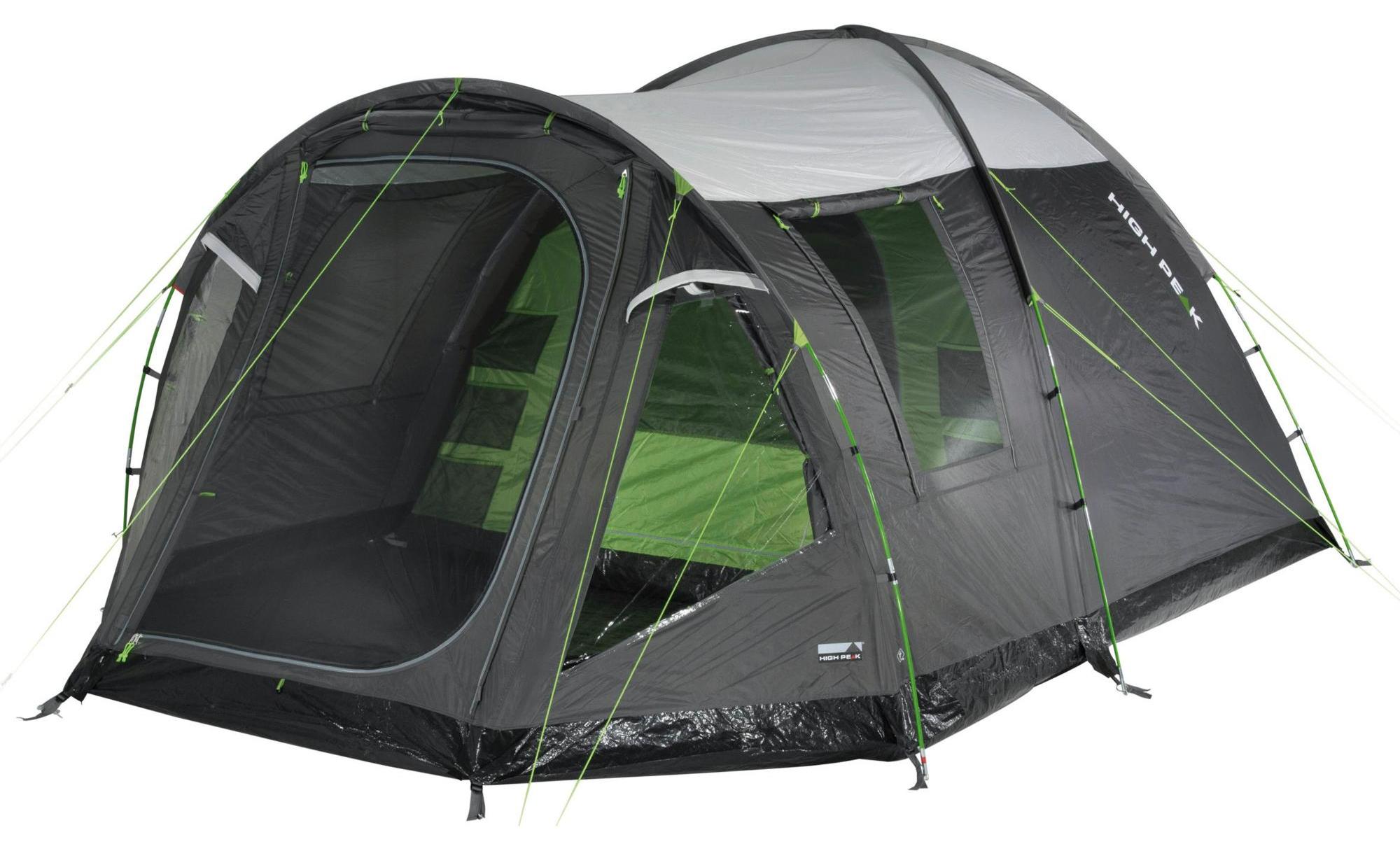 High Peak Santiago 5.0, Camping, Vis-a-vis-Zelt, 5 Person(en), Bodenwischlappen, Grün, Grau