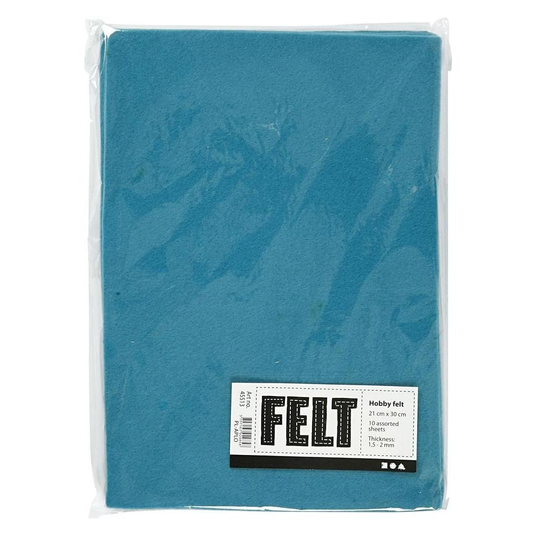 Creativ Company Hobbyvilt Turquoise A4, 10 Vellen (29.70 x 21 cm) (45513)
