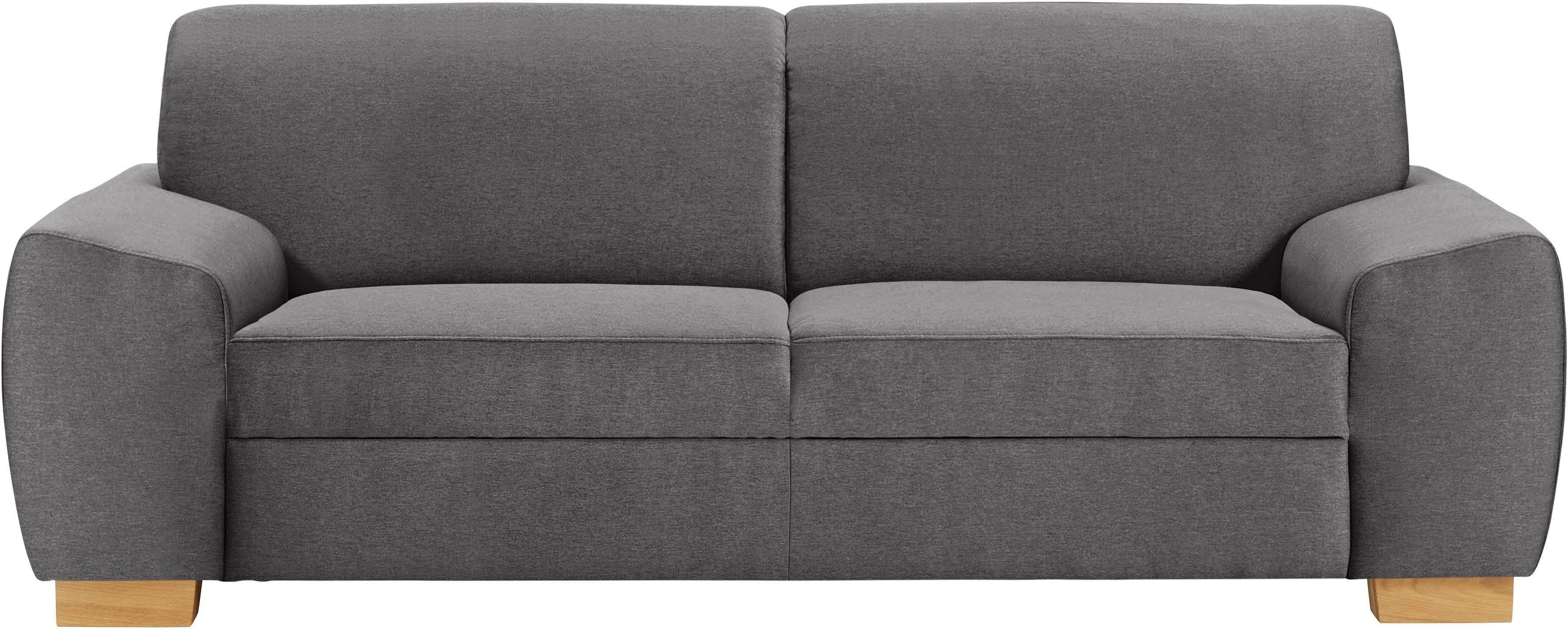 2,5-Sitzer DOMO COLLECTION "Incanto kubische Formensprache, Breite 220cm, bequem, flache Armlehnen", grau, B:220cm H:81cm T:89cm, Sofas