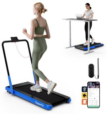 Costway 3-in-1 3HP Folding Treadmill with Smart Apps Remote Control and Speakers-Navy