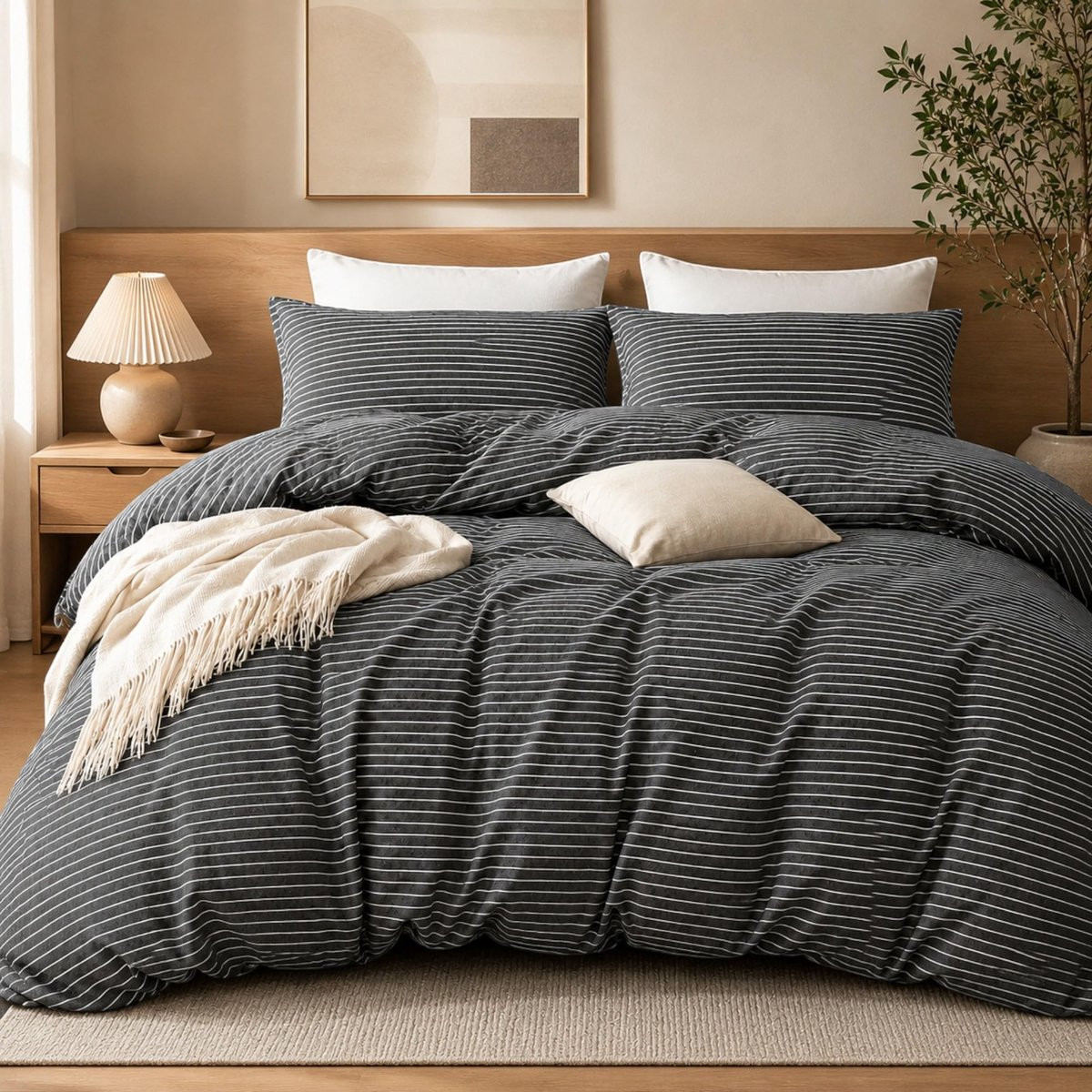 Dekbedovertrekset King Size in Charcoal Kleur van Zachte Microfiber