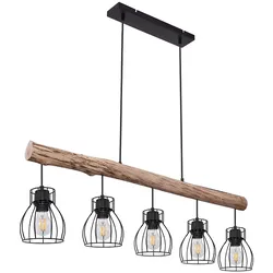 Decken Hänge Lampe dimmbar Holz Balken Pendel Leuchte Fernbedienung im Set inkl. RGB LED Leuchtmittel