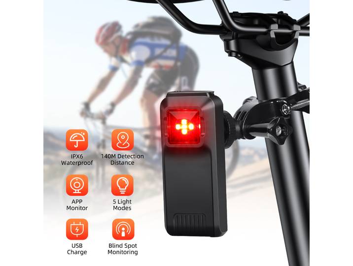 Camaroca W100 vélo rétroviseur Radar cyclisme feu arrière frein détection lampe selle tige de selle Ebike étanche vélo feu arrière