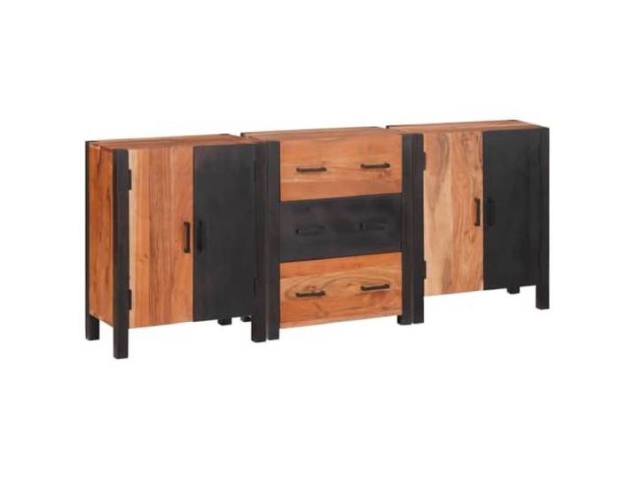 Kaorsrow 3er Set Sideboard Braun 55x30x75 cm Akazie Massivholz Kompaktes Holzmöbel für Wohnzimmer und Flur: Vielseitige Anrichte bietet geordneten Platz für Dekoration und Alltagsdinge.