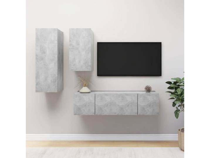 Ensemble meuble séjour JILL - Ensemble de meubles TV 4 pcs - Meuble HIFI Pour Salon - Gris béton Aggloméré