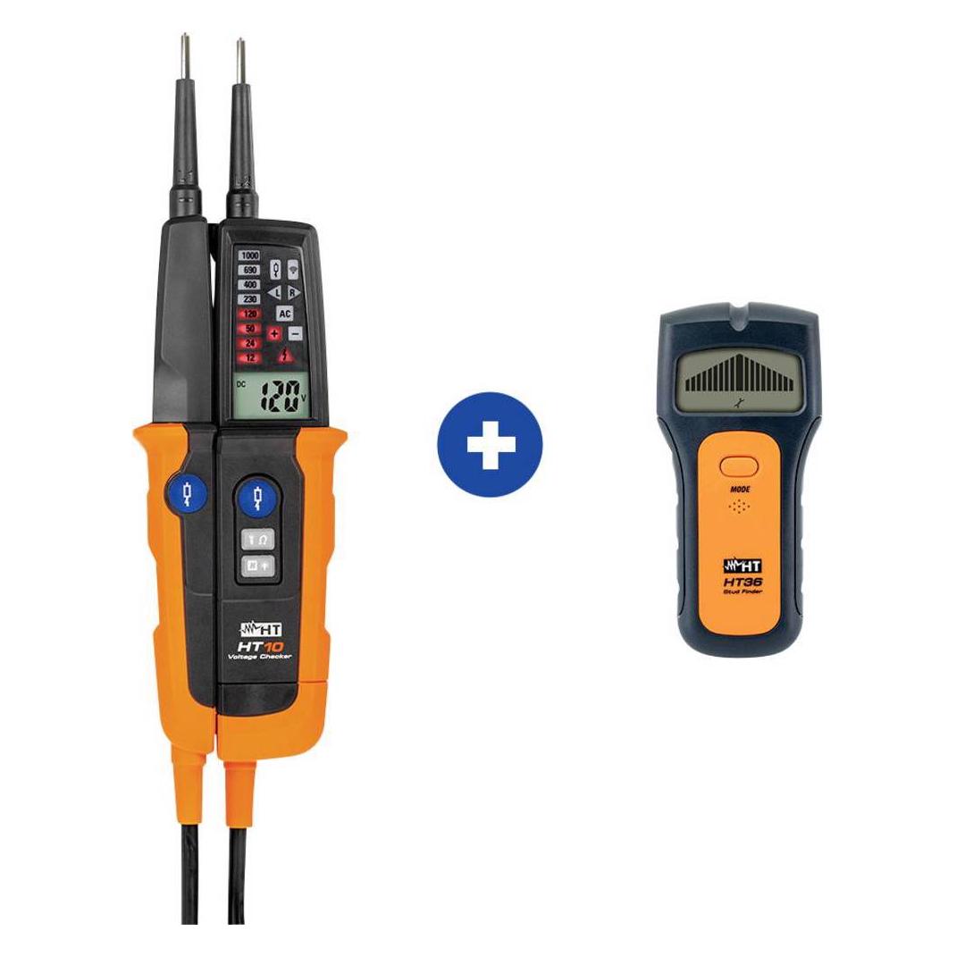 HT Instruments Zweipoliger Spannungsprüfer Aktionspaket HT10 & HT36 Wandscanner (CAT IV 1000V, Hand-Multimeter) (2009960)