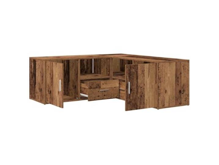 Eckschrank aus Altholz, Holzwerkstoff, 200x40x45 cm Tischplatte für Dekoration, Fächer und Schubladen, einfache Montage oder L, feuchtigkeitsbeständig, leichte Reinigung
