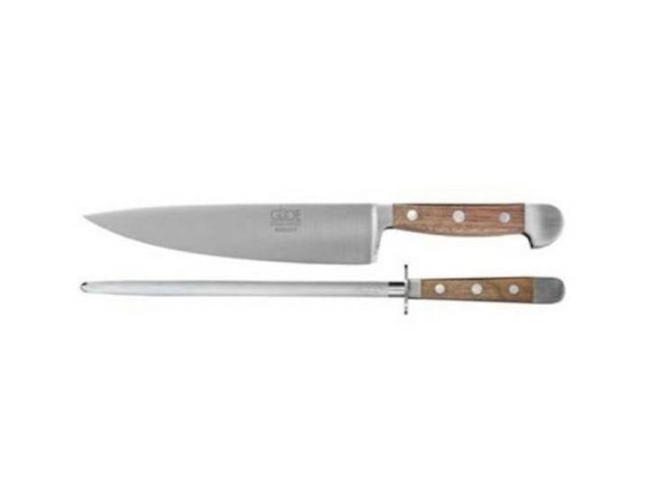 Güde Messer Solingen Messer-Set Güde Messer Kochmesser 21cm, Serie Walnuss & Güde Wetzstahl 26cm
